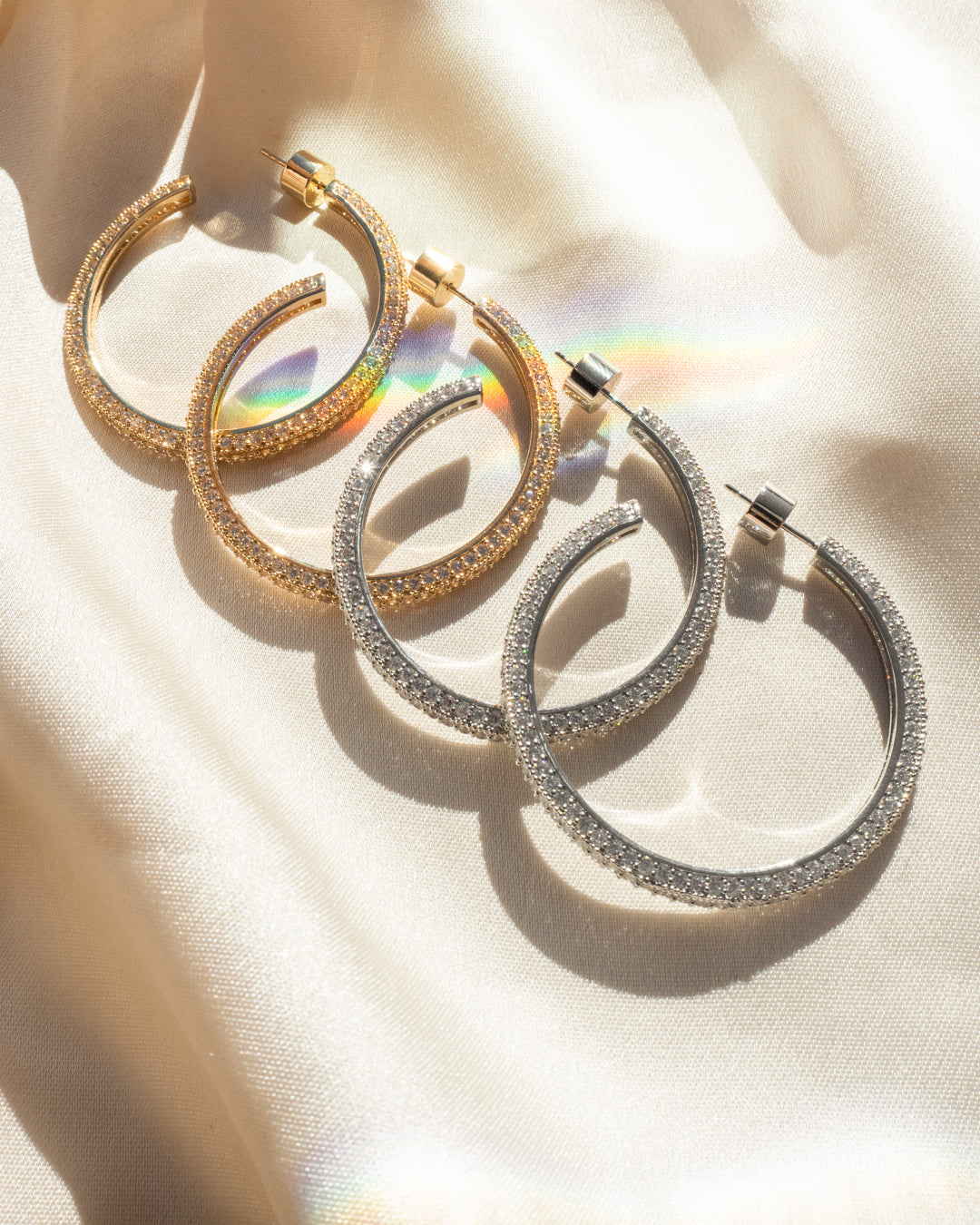 Pave Josephine Hoops- Gold