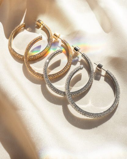 Pave Josephine Hoops- Gold