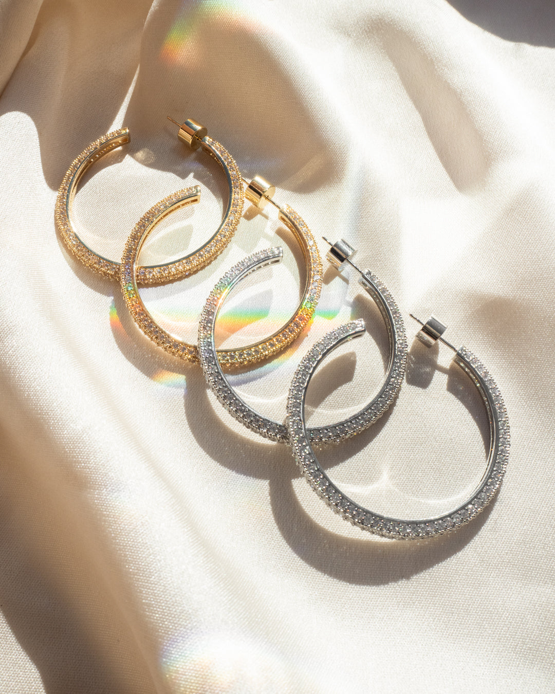 Pave Josephine Hoops- Gold