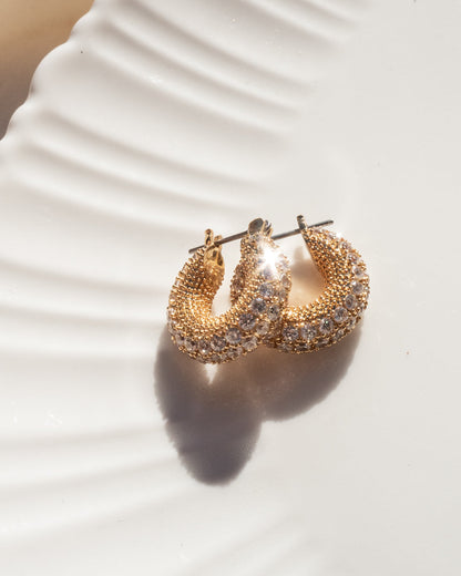 Pave Giselle Hoops- Gold