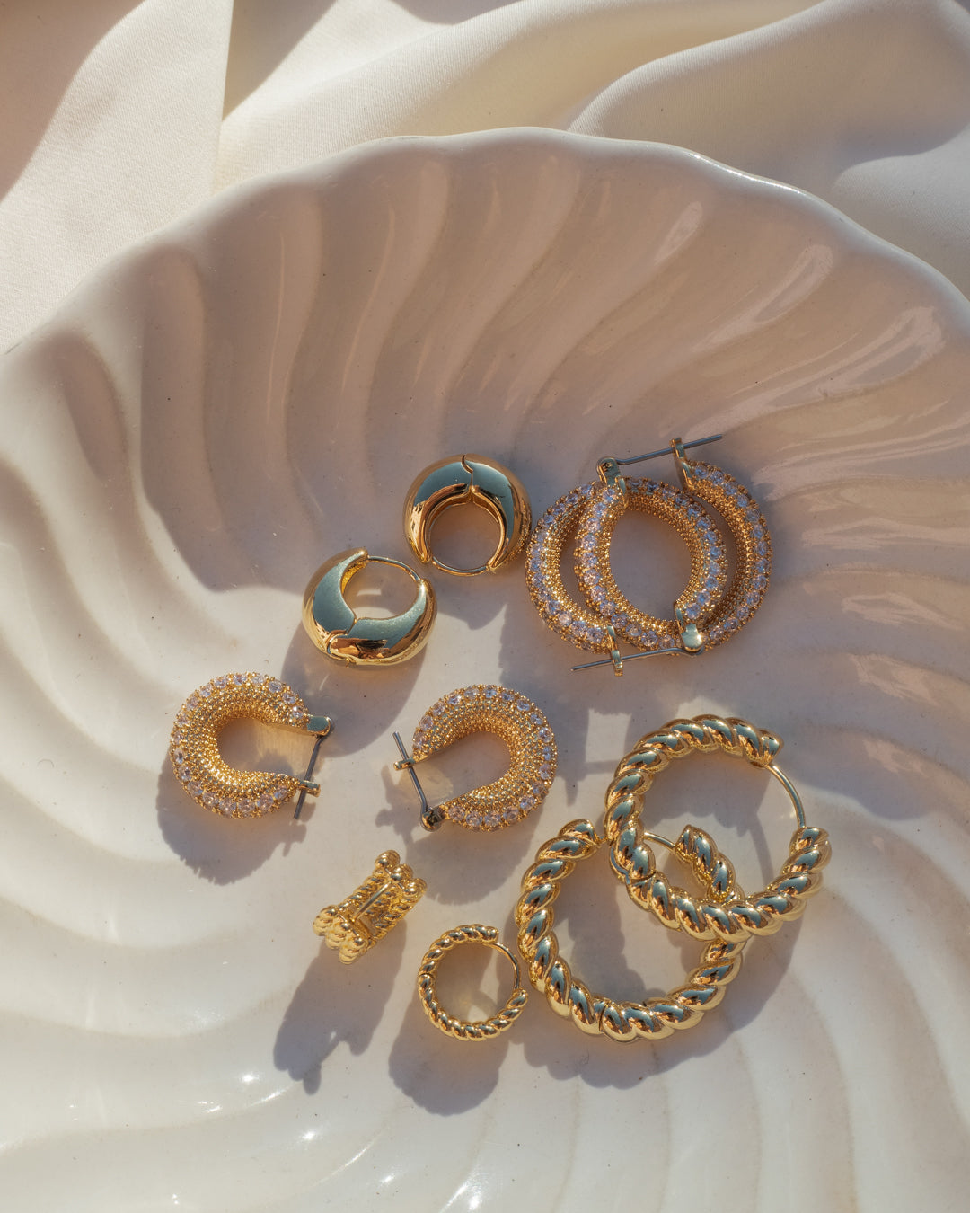 Pave Giselle Hoops- Gold