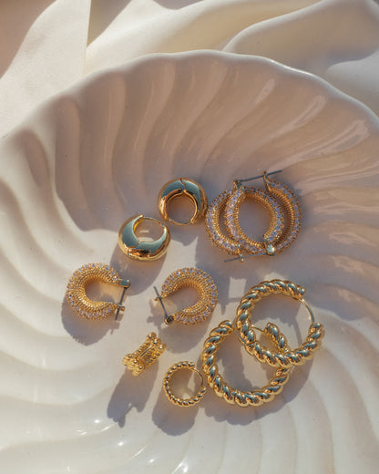 Pave Estelle Hoops- Gold