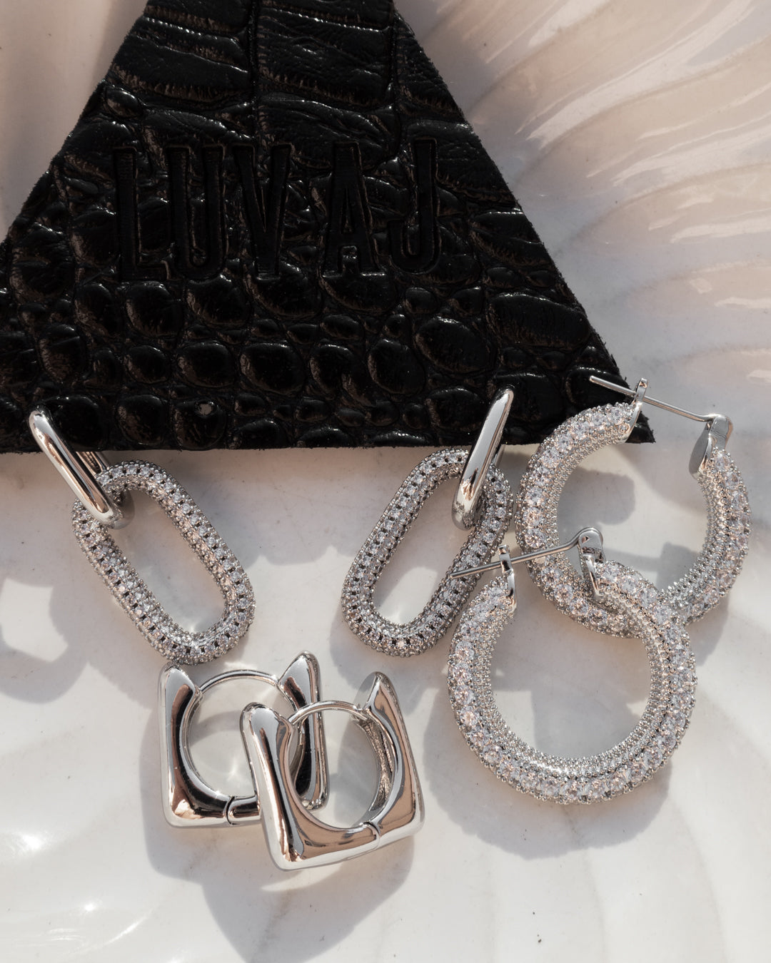 Pave Simone Loop Hoops- Silver
