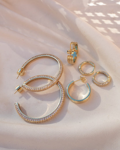 Pave Josephine Hoops- Gold