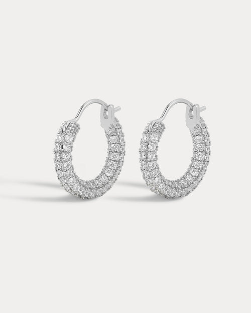 Pave Amalfi Huggies- Silver