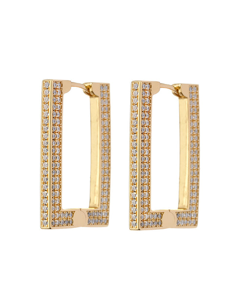 Pave Boxer Hoops- Gold