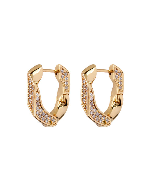 Pave Cuban Link Hoops- Gold
