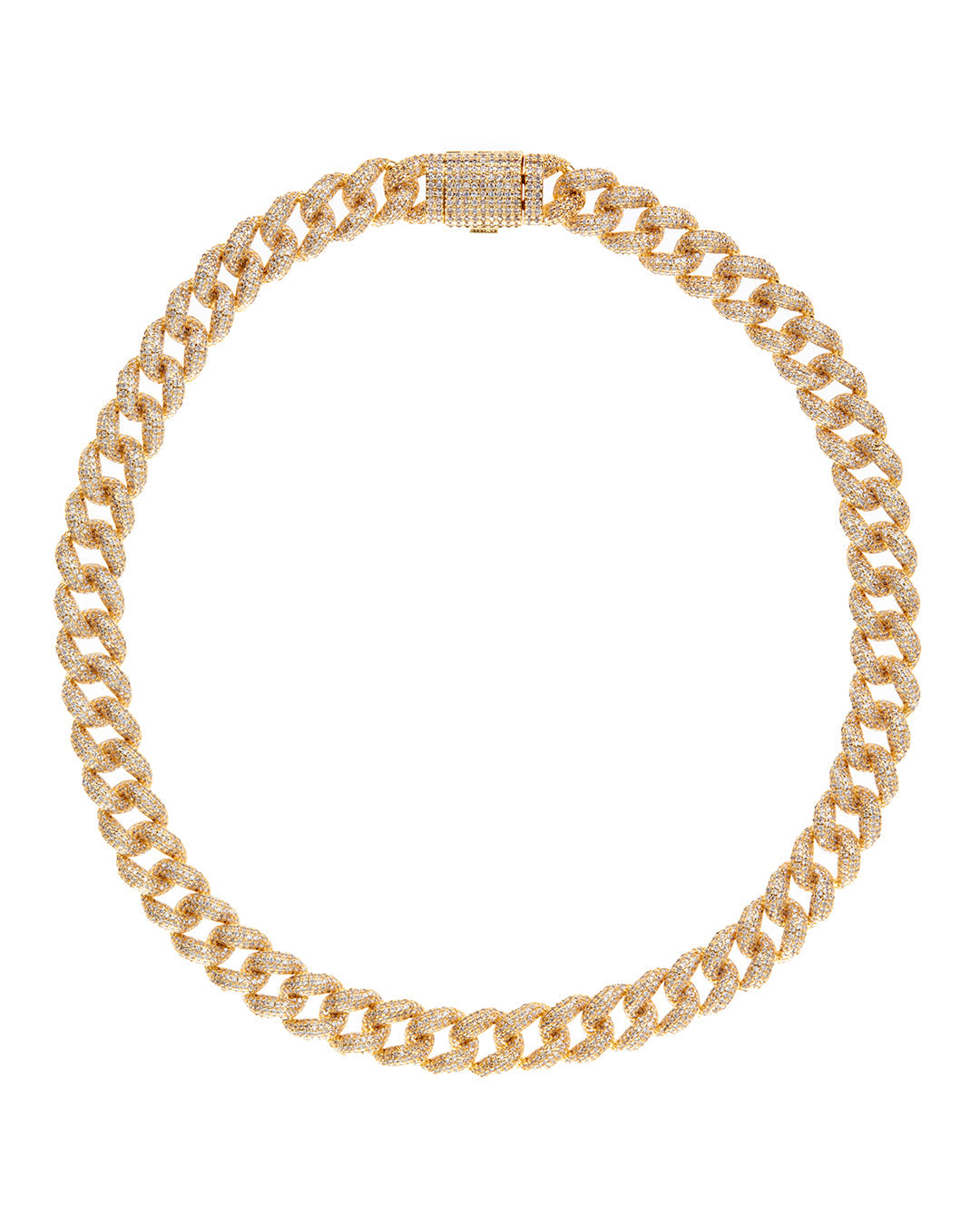 Pave Cuban Link Necklace- Gold