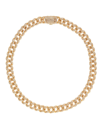 Pave Cuban Link Necklace- Gold