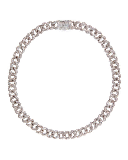 Pave Cuban Link Necklace- Silver