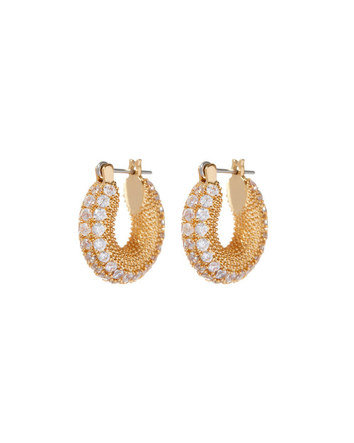 Pave Giselle Hoops- Gold