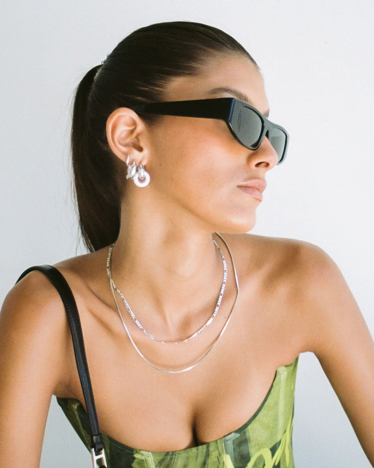 Pave Interlock Hoops and Pave Amalfi Huggies - Silver