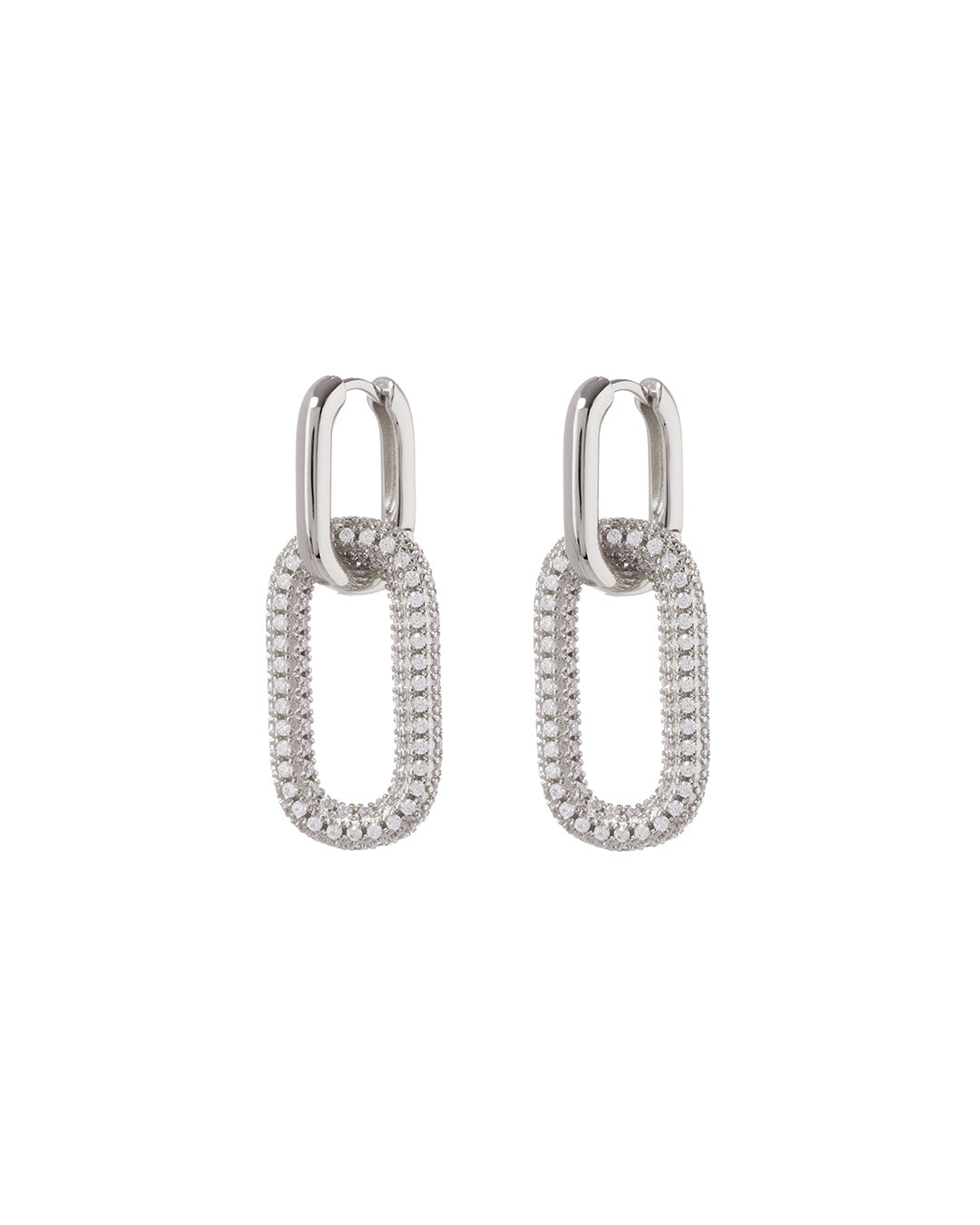 Pave Simone Loop Hoops- Silver