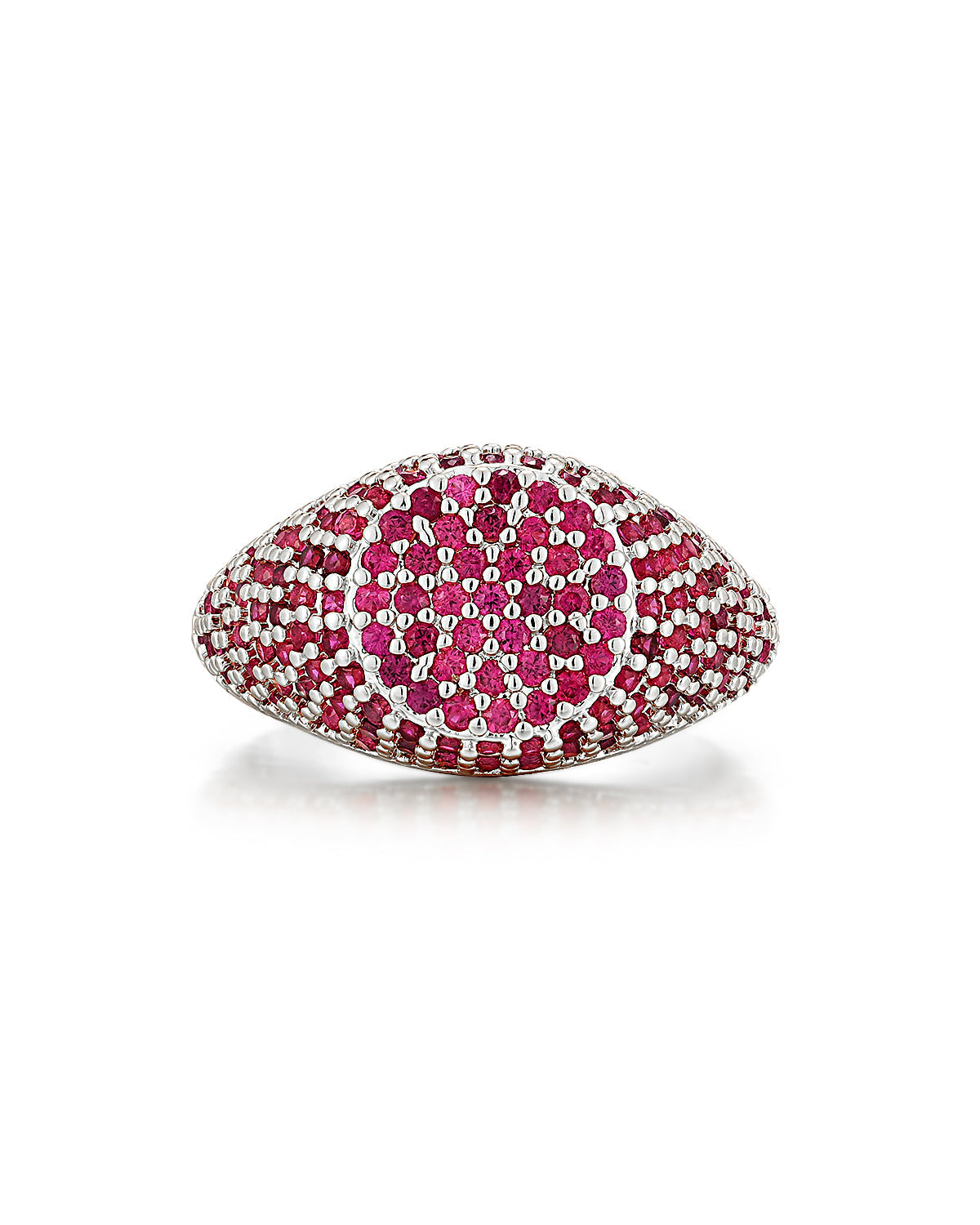 Pave Signet Ring- Ruby Red- Silver