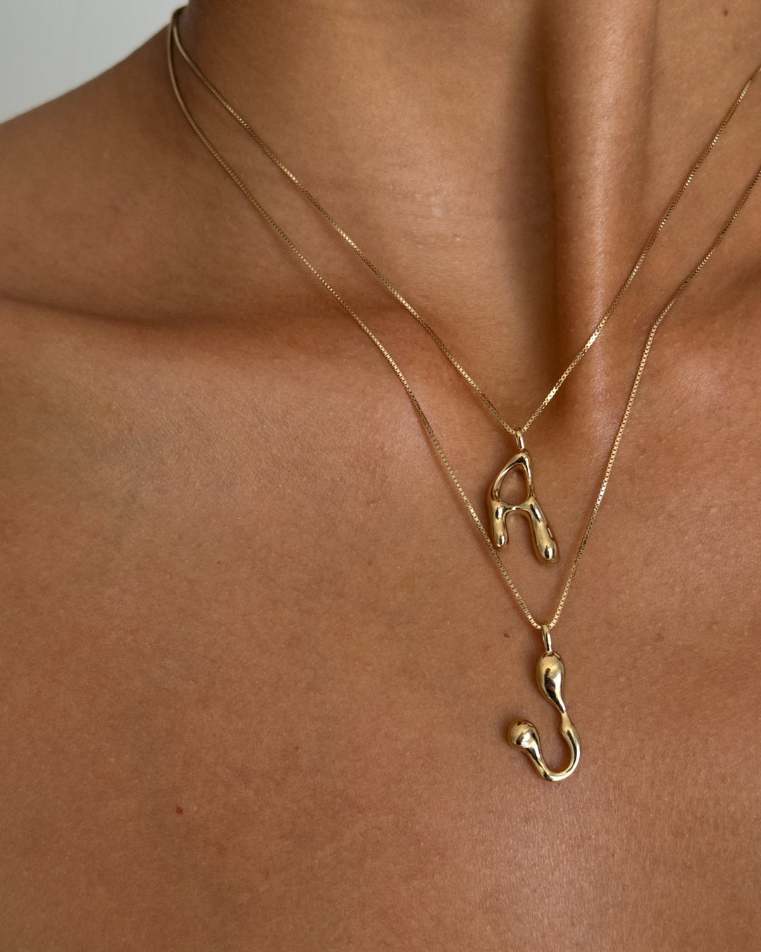 Goopy Letter Initial Charm Necklace