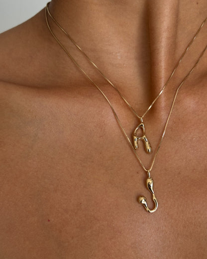Goopy Letter Initial Charm Necklace