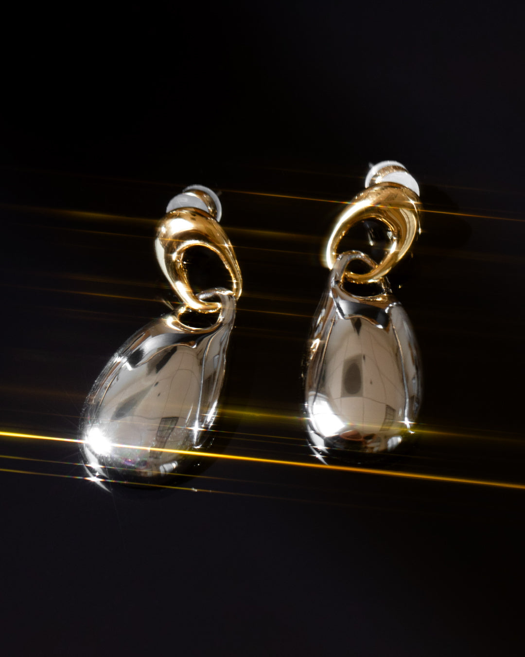 Two Tone Chain Link Drop Earrings