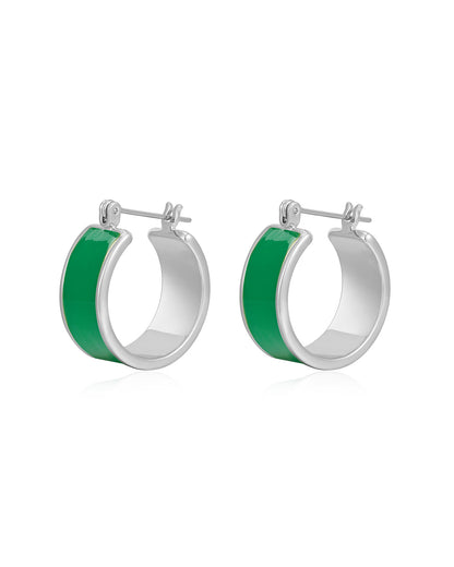 Positano Hoops- Emerald Green- Silver