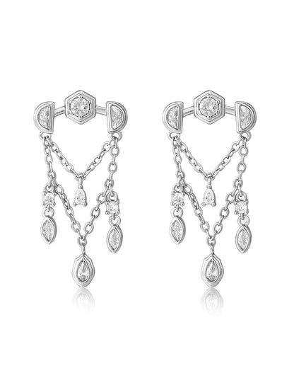 Stellar Bezel Shaker Studs- Silver