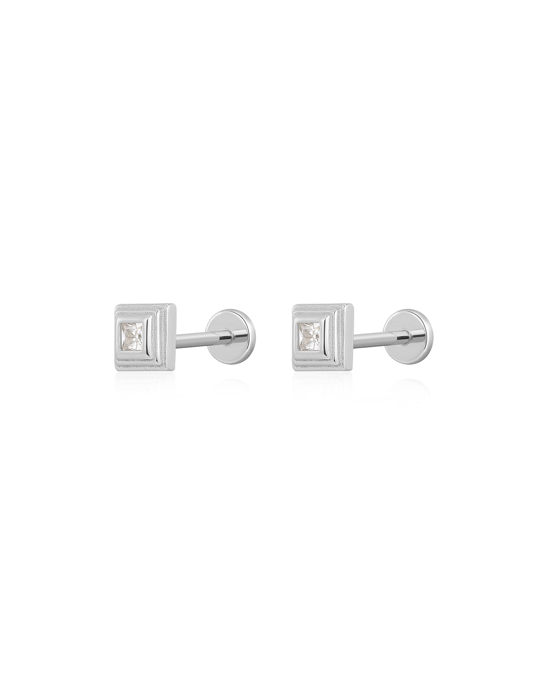 The Pave Step Cut Pyramid Studs