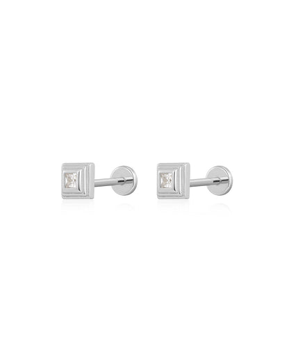 The Pave Step Cut Pyramid Studs