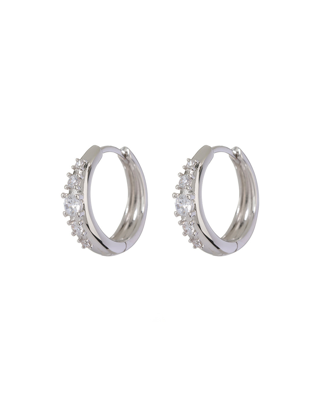 Stone Geneva Hoops- Silver