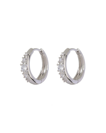 Stone Geneva Hoops- Silver