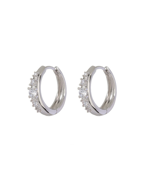 Stone Geneva Hoops- Silver