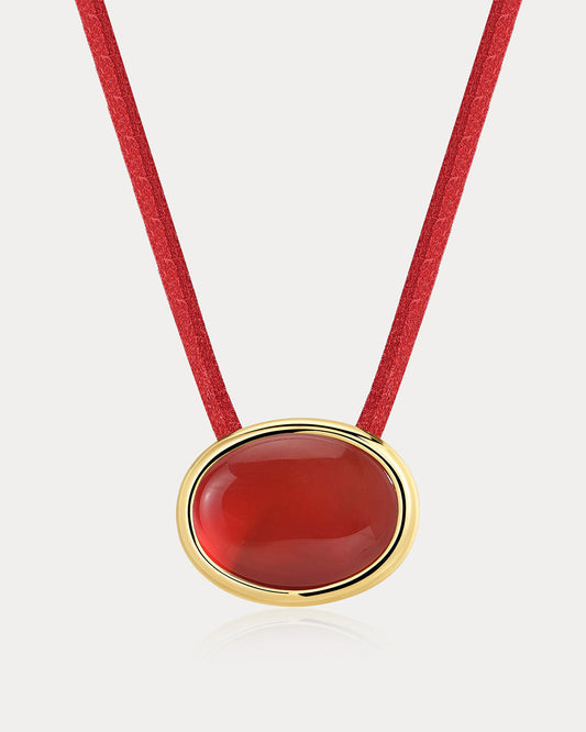 Sunset Stone Cord Necklace- Red