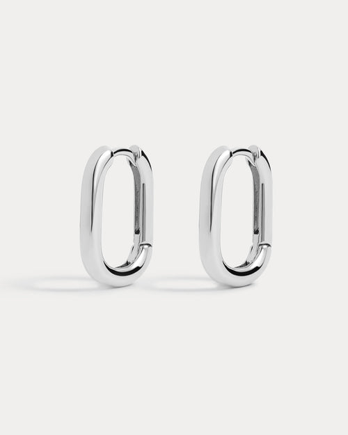 Chain Link Huggies- Silver