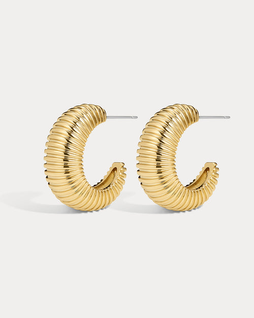 The XL Georgia Ridged Hoops- Gold