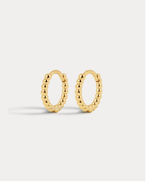 Mini Continuous Beaded Huggies- Gold (Ships Early March)