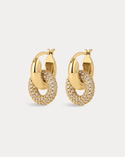 Pave Interlock Hoops- Gold