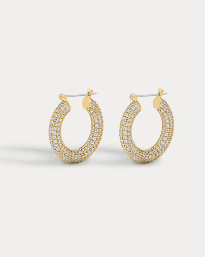 Pave Baby Amalfi Hoops- Gold (Ships Late March)