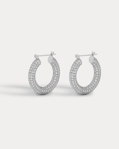 Pave Baby Amalfi Hoops- Silver