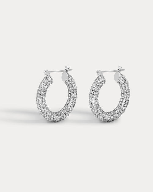 Pave Baby Amalfi Hoops- Silver