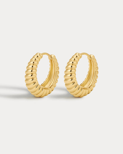 Ridged Marbella Hoops- Gold (Ships Early April)