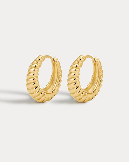 Ridged Marbella Hoops- Gold (Ships Early April)