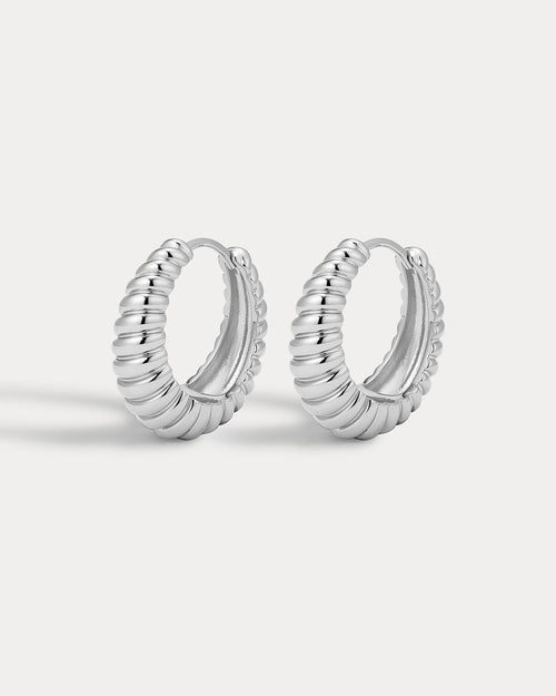 Ridged Marbella Hoops- Silver