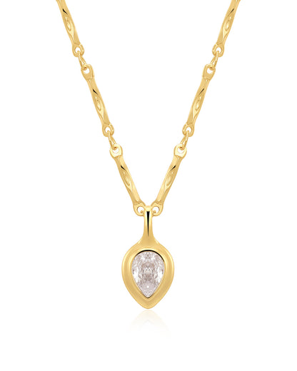 The Pear Double Bezel Charm Necklace