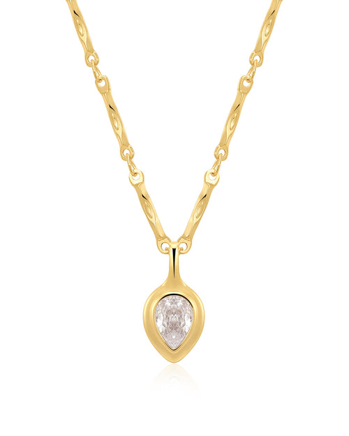 The Pear Double Bezel Charm Necklace