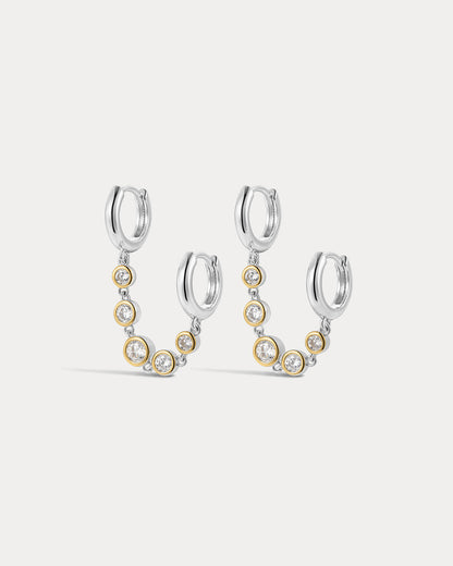 The Georgia Stone Huggies Set- Silver