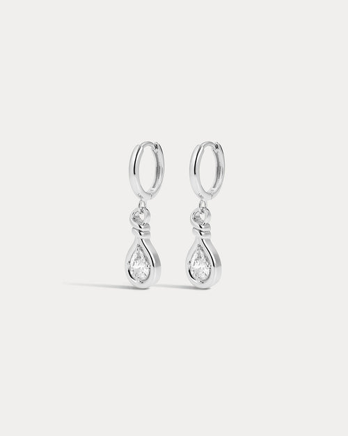 The Georgia Stone Knot Hoops- Silver