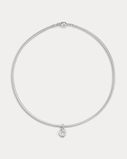 The Georgia Stone Omega Necklace- Silver