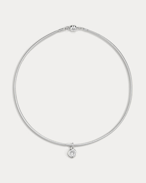 The Georgia Stone Omega Necklace- Silver