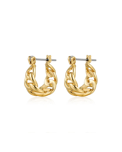 The Mini Louis Chain Hoops- Gold
