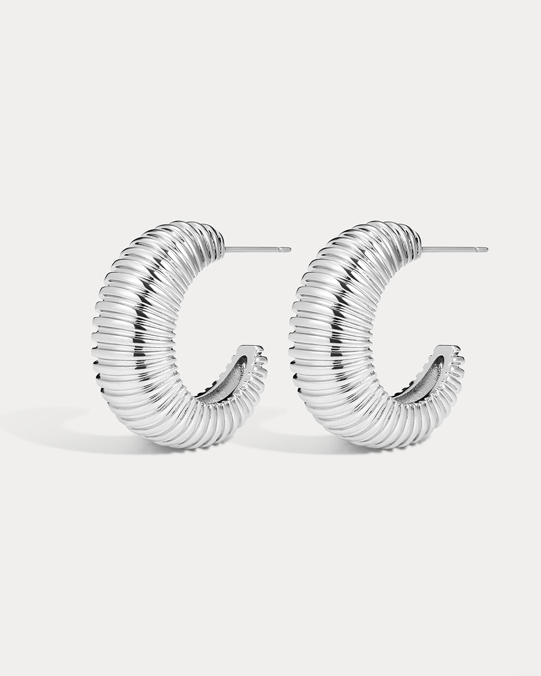 The XL Georgia Ridged Hoops- Silver