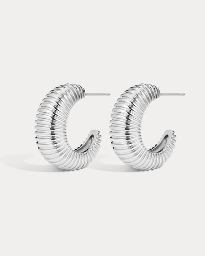 The XL Georgia Ridged Hoops- Silver