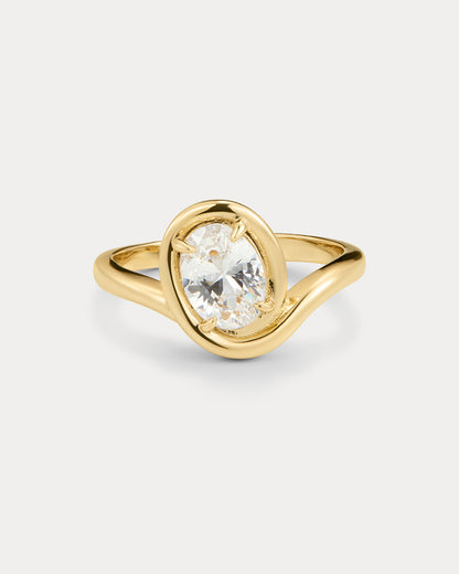 Bianco Nero Statement Ring-Gold