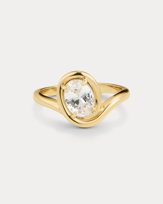 Bianco Nero Statement Ring-Gold